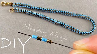 Beaded Necklace Tutorial Seed Bead Rope Necklace [upl. by Grados]