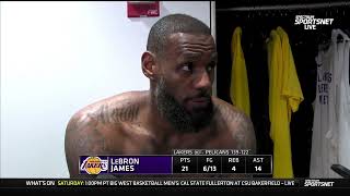 LeBron James POSTGAME INTERVIEWS  Los Angeles Lakers beat New Orleans Pelicans 139122 [upl. by Farand]