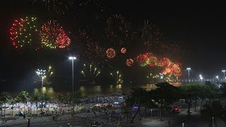 Rio celebrates 2023 with fireworks over Copacabana beach  AFP [upl. by Adnuhsal145]