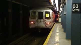 IND Queens Blvd Line R46 R Train at 63rd DriveRego Park Forest Hills Bound [upl. by Namolos]