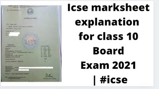 Icse marksheet explanation for class 10 Board Exam 2021  icse [upl. by Zehcnas]