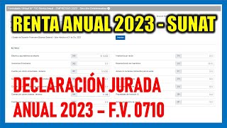 Declaración Jurada Anual 2023  Formulario Virtual 710 SUNAT [upl. by Bander]