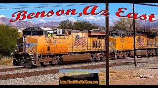 Benson AZ  UPRR Lordsburg Sub MP 1032  East  SouthWest RailCams LIVE [upl. by Apgar]