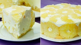 Gâteau au yogourt et à l’ananas  le plus tendre gâteau sans cuisson  Savoureuxtv [upl. by Powel184]