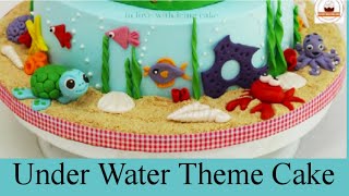 Under The Sea Cake Tutorial  Ocean Theme Cake Beach Cake Whipped Cream Cake [upl. by Seka931]