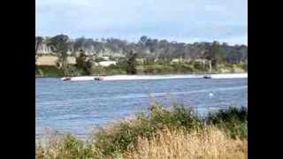 Blazen Burnin amp Merc Force 0  120mph flying out of the start 2010 Qld Water Ski Racing Titles [upl. by Cirdnek]