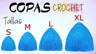 Como Tejer Copas a Crochet Todas las Tallas Fácil y Rápido  Paso a Paso 🔴 [upl. by Nolyad]