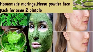 Homemade moringaNeem powder face pack for acne amp pimple  Acnepimple remove magical face pack [upl. by Tibbs]