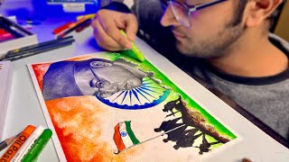 Independence Day Drawing Netaji Drawing 🇮🇳 [upl. by Ettari]