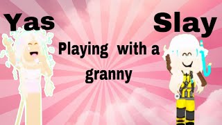 Playing with a local granny in tea time Roblox [upl. by Dixil]