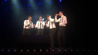 Jersey Boys talk and joke on stage and sing Acapella  Blue Moon [upl. by Macdonell]