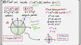 Triple Integral in Cylindrical Coordinates Plan and Example Sphere and Parabaloid Bounds [upl. by Rolo194]