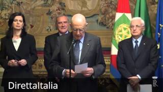 DICHIARAZIONE DI NAPOLITANO SUBITO DOPO LA RIELEZIONE [upl. by Lehet]