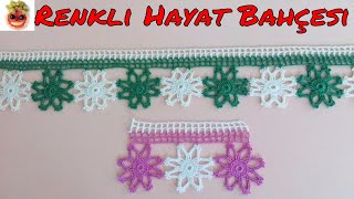 Dantel Havlu Kenarı  İki Renk Motifli  Anlatımlı Yapılışı  Örgü Dantel Oya El İşi [upl. by Nomyaw334]