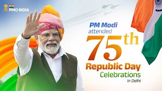 PM Modi attends 75th Republic Day Celebrations in Delhi [upl. by Oinotna821]