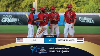 Highlights  Game 7 USA vs Netherlands  2024 WBSC Mens Softball World Cup Group C [upl. by Adrell257]