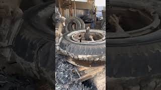 Tire cutting process Goodtools and machinery make work easy [upl. by Tniassuot]