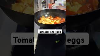 Stir fry tomatoes and egg food ayi yummy frying fry [upl. by Ardnola]