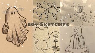 Easy sketch ideas for beginners  easy drawing ideas  cute sketches ☁️🌷 [upl. by Rases470]