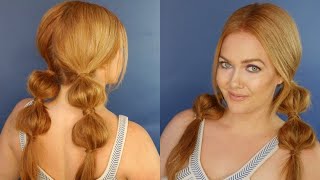 Bubble Braid Pigtails Hair Tutorial  How To Use Hair Extensions In Double Ponytails  Braids [upl. by Heshum]