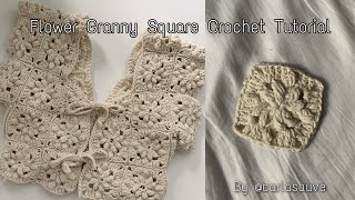 Flower Granny Square Crochet Tutorial [upl. by Gussy]