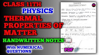 Class 11th Physics  THERMAL PROPERTIES OF MATTER  Handwritten Notes for Neet 2025  hrsneet [upl. by Nivak828]