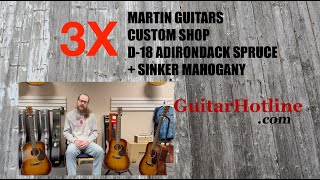 🔥3X Martin Guitars Custom Shop D18 Adirondack Sinker Mahogany Showdown🔥 guitarstore martinguitar [upl. by Vallonia]