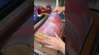 My apprentice taking a batt off the carder for me fiberarts colorblending smallbusiness [upl. by Arinay]