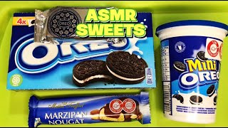 Chocolate Biscuit Oreo amp Marzipan Nougat ASMR Sweets [upl. by Burack]