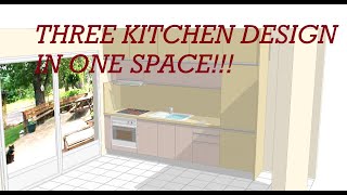 THREE VERSIONS OF THE KITCHEN IN ONE SPACE IN KITCHEN DRAW [upl. by Vetter141]