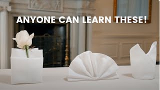 3 Simple Napkin Folds in 3 Minutes [upl. by Bright]