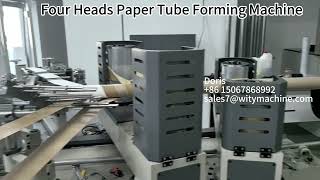 Four Head Paper Tube Winding Machine with Single Blade Cutting Paper Core Forming Machine [upl. by Llebiram]