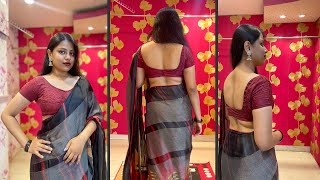 Perfectly Wore Silk Saree With Backless Maroon Blouse  Saree Lover  Saree Draping  saree [upl. by Aryas]