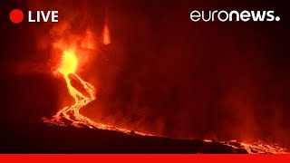 Watch live La Palma volcano continues to erupt after lava reaches sea [upl. by Dumm550]