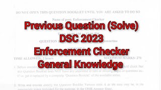 Solve answer key for Enforcement Checker  Meghalaya DSC  General Knowledge 2023 [upl. by Emoreg]