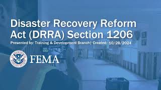 Disaster Recovery Reform Act DRRA Section 1206 [upl. by Eigla]