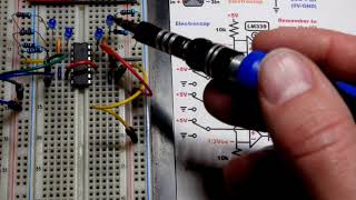 LM339 Quad Comparator IC with open collector outputs basic demo circuit schematic by Electronzap [upl. by Atteuqaj998]