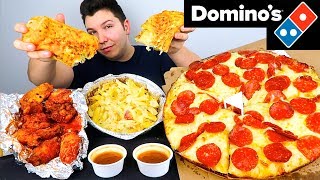 My First Time Trying Dominos Pizza Wings amp Pasta • MUKBANG [upl. by Ritch559]