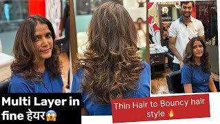 Multi layer Haircut Multi layer for Thin Hair style Fine hair to Bouncy Hairstyles YouTube vedio [upl. by Airdnoed]