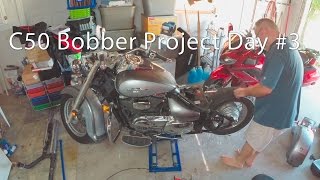 Suzuki Boulevard C50 Bobber Build Project Day 3 [upl. by Sikorski]