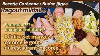 Budae jjigae comme au restaurant ragoût militaire l recette coréenne l 부대찌개 l Army base stew [upl. by Tletski]