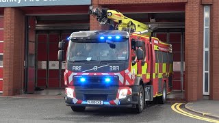 NEW Greater Manchester Fire amp Rescue Service  Emergency One Scorpion Water Tower Turnout [upl. by Dowdell]