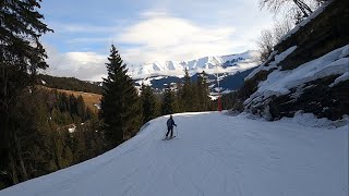 Skiing BLUE slope GELINOTTE at MEGEVE ski resort  GoPro POV  Feb 2024 [upl. by Burlie]