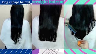 long v shape haircut tutorial  Long layers haircut at home  Step by step long layered haircut [upl. by Ahsilem]