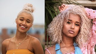 How I Bleached My Dark Hair to Platinum Blonde White Hair Bleaching For Dark or Curly Hair Tutorial [upl. by Merat67]