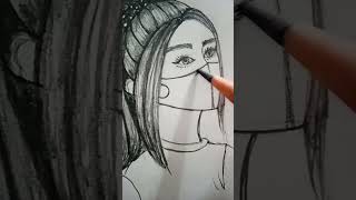 Easy pencil sketch drawing idea girldrawing sketch newdrawing new youtubeshorts [upl. by Ayatnwahs]