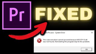 How to Fix Premiere Pro MSVCP110dll MSVCR110dllMSVCR100dll was not found [upl. by Ajuna]