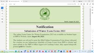 Winter 2023 Form Submission Notice PIPFA examination notice [upl. by Seaton]