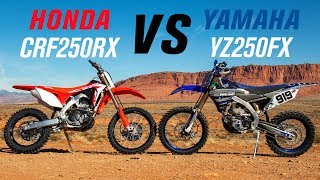 2019 Honda CRF250RX vs Yamaha YZ250FX [upl. by Leinto]