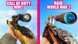 Call of Duty WW2 vs RAID World War II  Weapons Comparison [upl. by Dearman848]